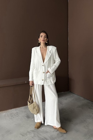 Sensuelle Beyaz Oversize Müslin Takım Beyaz