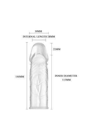 River World 14 Cm'lik Şeffaf Silikon Uzatılabilen Ve Damarlı Pe Nis Kılıfı Kristal
