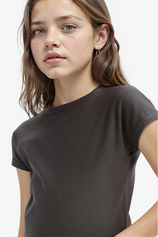 DeFacto Kız Çocuk Slim Fit Dar Kesim Bisiklet Yaka Basic Düz Fitilli Kaşkorse Kısa Kollu Tişört B3053A825SMAR211 Antrasit