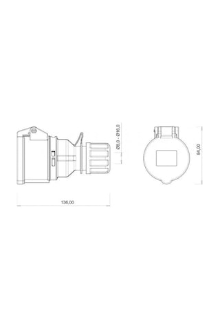 Bemis 5x32A Düz Seyyar Dişi Priz Ip 44 380 Volt Bc1-3505-2312