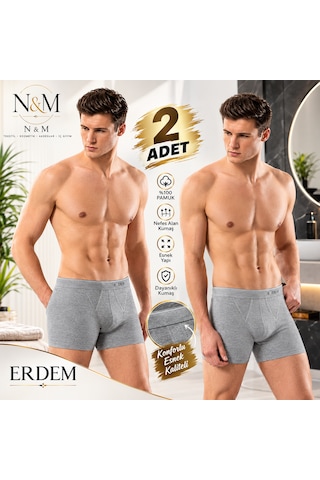 Erdem Erkek Gri Pamuk Air Slim Boxer-2'li Paket- 1428gw