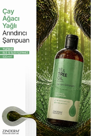 Zinderm Arındırıcı Ve Dengeleyici Tuzsuz Çay Ağacı Şampuanı 500 ML