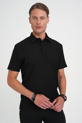 Efor Slim Fit Polo Yaka Modal Fitilli Kısa Kol Siyah Tişört Ts 904 Siyah
