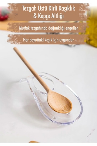 Akrilik Şeffaf Tezgah Üstü Kirli Kaşıklık & Kepçe Altlığı Çok Renkli