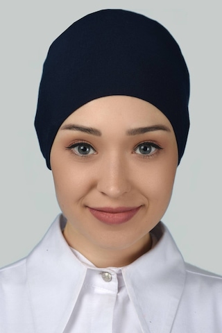 Altobeh Kadın Pratik Dikişsiz Bağcıklı Kaymayan Tesettür Penye Bone - Lacivert