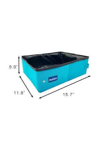 Seyahat Kedi Çöp Kutusu, Sızdıran Taşınabilir Çöp Kutusu, Küçük Orta Kediler İçin Katlanabilir Tuvalet Tepsisi Taşıyıcı Orta, Aqua Orta Aqua Açık Kahve