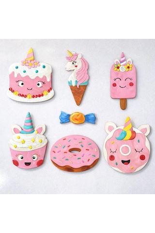 Unicorn Tatlı Dünyası Ahşap Boyama Etkinlik Set Eğitici Çocuk Aktivite Fırça Akrilik Boya Kreş Okul
