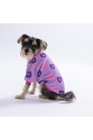 Lila Kalp Desenli Lilac Romance Sweat Dar Kalıp Kedi Köpek Sweati Kedi Köpek Kıyafeti Köpek Peluşu Sıcak Tutan Sweat