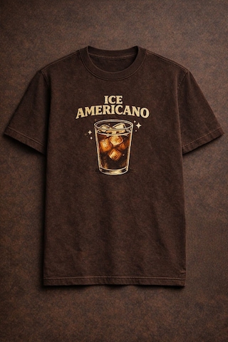 Technomonkey Kahverengi Ice Americano Kahve Baskılı Unisex Tişört