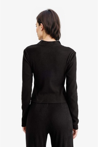 Defacto Dik Yaka Fermuarlı Sweatshirt F0999AX25WN Siyah