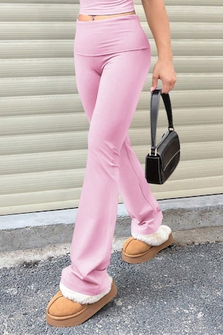 Genius Store Kadın Pantolon Pamuklu Likralı Süprem Esnek İspanyol Paça Spor Ve Günlük Pantolon Süprem-pantolon Pembe