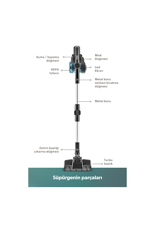 Homend Dustrider 1264H Şarjlı Turbo Başlıklı Dikey Süpürge