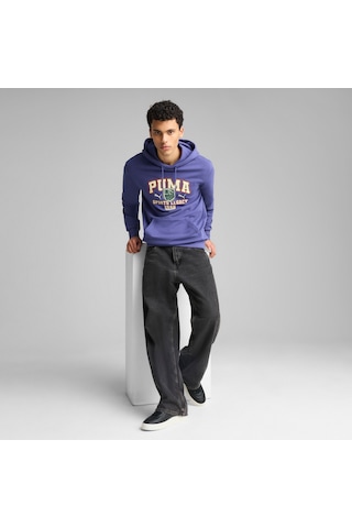 Puma Sports Legacy Graphıc Erkek Kapüşonlu Sweatshırt 629629 46 Mavi