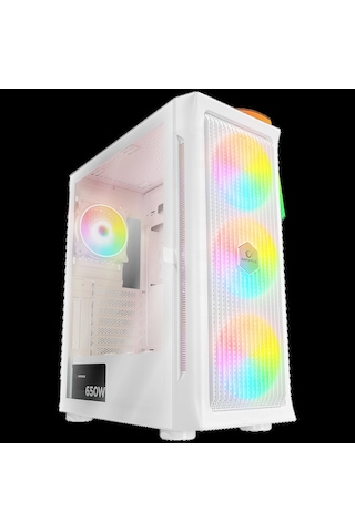 Rampage Prolıx Mesh 650w 80+ Beyaz 4 12cm Argb Fan Manyetik Temperli Camlı Atx Mid-t Gaming Oyuncu K