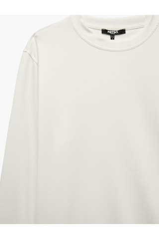 Koton Uzun Kollu Viskon Karışımlı Scuba Kumaş Bisiklet Yaka Basic Sweatshirt Ekru 7wam70299mk