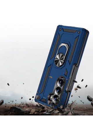Samsung Galaxy Uyumlu Z Fold 6 Kılıf Kamera Koruyucu Manyetik Standlı Tank Koruma Novatech Kırmızı