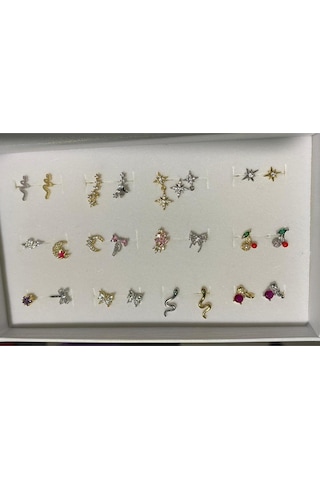 Kutup Yıldızı Tragus Pearsıng Çelik Kıkırdak Küpe 1 Adet Gümüş