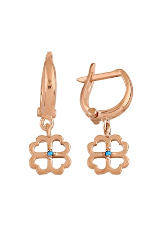 Argentum Concept 925 Ayar Gümüş Firuze Taşlı Rose Yonca Küpe - K014601