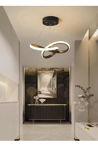 Modern Tasarım Bumerang Sarkıt Power Led Avize Hol Antre Mutfak Salon Oturma Odası Avize Siyah Gövde Siyah