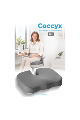 Viscofoam Ortopedik Oturma Minderi Hemeroid Kuyruk Sokumu Coccyx Oturma Minderi Visco Minder Gri