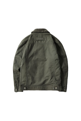 Yıkanmış Pamuklu Kalınlaştırılmış Günlük Moda Yaka Erkek Ceket Haki