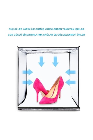 Kenly Pro 2 x 32 Led Işıklı 40 x 40 CM Fotoğraf Çekim Çadırı