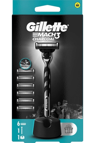 Gillette Mach3 Charcoal Tıraş Makinesi + Yedek Bıçak 6'lı