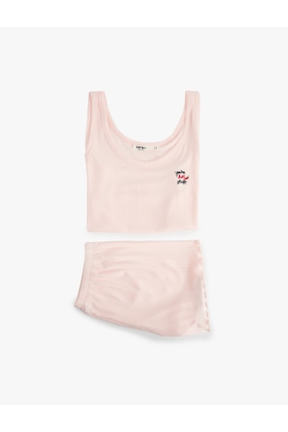 Koton Modal Kumaş Rahat Kalıp Askılı Şortlu Pijama Takımı Pembe 6slk40157mk