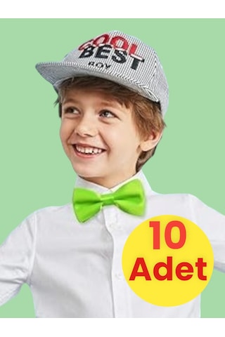 Tezzgelsin Erkek Çocuk Saten Papyon 10 Adet Yeşil