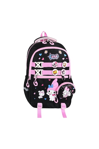 My Melody Baskılı Aksesuarlı Ortopedik Su Geçirmez Ultra Lüx Okul Çantası Termal Beslenme Ve Kalemlik Siyah
