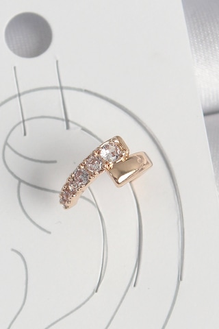 Pirinç Gold Renk Zirkon Taşlı Kadın Kıkırdak Küpe Altın