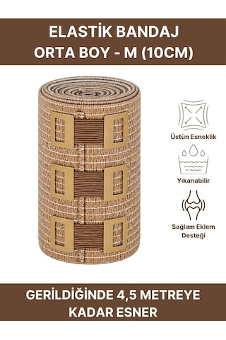 Elastik Bandaj Seti 4 Lü 1x6cm+1x10cm+1x15cm+1x20cm 16 Klipsli 4,5 Metreye Kadar Uzar, Spor Ve Günlük Kullanım