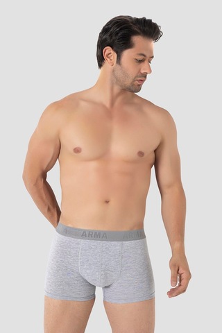 Arma Yıldız 6'lı Paket Erkek Pamuklu Likralı Esnek Kumaş Gri Boxer Gri