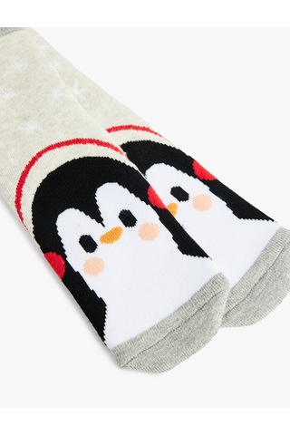 Koton Penguenli Pamuklu Havlu Çorap Gri 7wkb80041aa