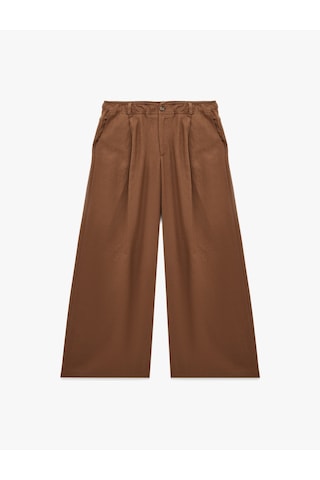 Koton Koton X Şahika Ercümen - Cepli Pile Detaylı Baggy Keten Pantolon Kahverengi 6sak40262ew Kahve