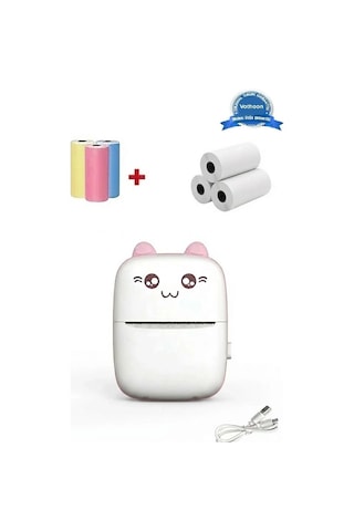 Mini Fotoğraf Yazıcı Kablosuz Etiket Yazıcı Baskı Makinesi Ios Android Uyumlu Termal Printer Pembe
