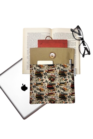 Kitap Kılıfı / Tablet Kılıfı /çok Amaçlı Kılıf Kitaplar,çiçekler