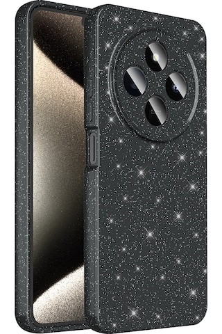 Redmi 14c 4g Kılıf Kamera Korumalı Simli Lüks Tchs Koton Kapak - Siyah Siyah