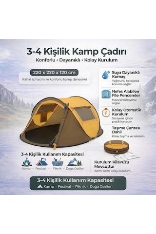 Büro Ev Ofis Kamp Keyfi İçin 220x120x90cm 2kişilik Vagon Tipi 2kapı 2pencere Doğa Çadırı Diğer