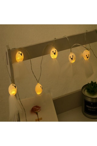 Suofeng Halloween Dekoratif Işık Zinciri 10 Led Fantom/kemik/örümcek Desenli Pil Yok Duvar/veranda Süsü