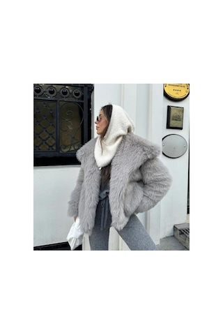 Zaya Collection Premium Suni Lolita Kürk Mont Gri