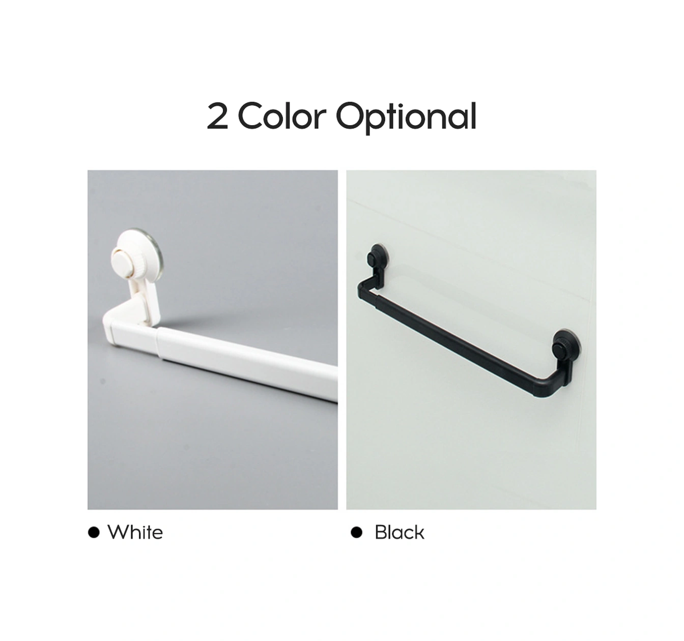 Geeksen Banyo İçin Delmezsiz Sürekli Süpürge Montajlı Genişletilebilir Paslanmaz Çelik Havlu Asma Çubuğu Siyah 52-82cm Diğer