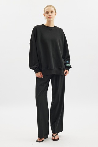 Manuka Oversıze Etiketli Sweatshırt Siyah Ss26swt00003-01