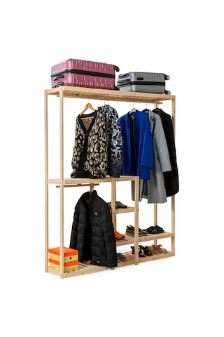 Ahşap Çam Açık Elbise Dolabı Ahşap