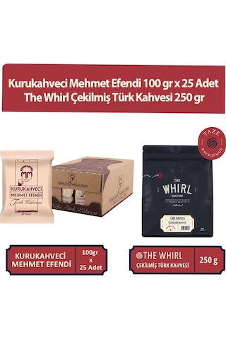 Kurukahveci Mehmet Efendi 25 x 100 G + The Whirl Çekilmiş Türk Kahvesi 250 G