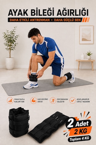 Spor Byfit 2 Kg x 2 Adet Siyah El veya Ayak Bileği Ağırlığı Siyah