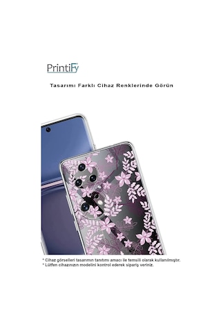 Reeder S23 Pro Max Uyumlu Kamera Korumalı Floral Pudra Tasarımlı Şeffaf Silikon Kılıf