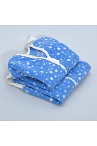 Yorni - Uzun Kollu Oeko-TEX Mikro Polar Bebek Çocuk Uyku Tulumu Mavi