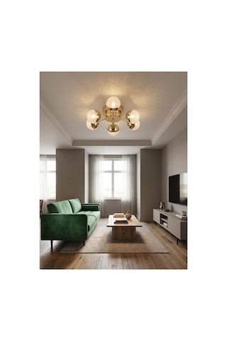 Vera Model Gold 6"lı Kumandalı Ledli 3 Renk Modu Kristal Salon Mutfak Yatak Çocuk Odası Avize Altın