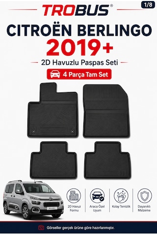 Trobus Citroen Berlingo 2019+ Kısa Şasi 2d Havuzlu Paspas